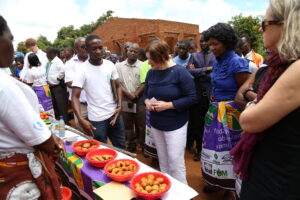 Joanna appreciating some of the processed products from Soy